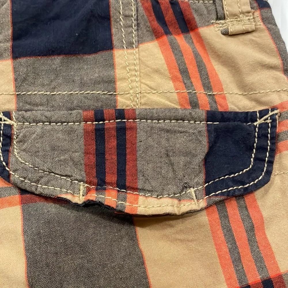 Gap kids blue, tan and orange preppy plaid walking shorts, size 12
